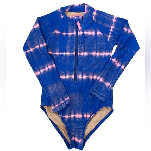 Crewcuts Blue and Pink Kids Swim Rashguard Size 4-5 - Picture 1 of 4